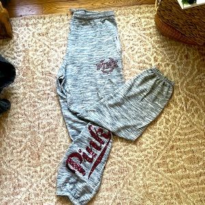 Victoria’s Secret pink heather gray drawstring sweatpants sequins